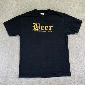 VINTAGE Beer The Only Carbs I Need T-Shirt Mens M Black Humor Funny Alstye Y2k